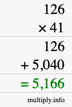 How to calculate 126 times 41 using long multiplication