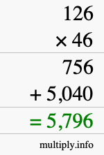 How to calculate 126 times 46 using long multiplication How to calculate 126 times 46 using long multiplication