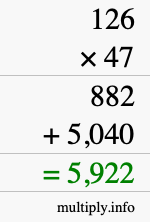 How to calculate 126 times 47 using long multiplication