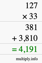 How to calculate 127 times 33 using long multiplication How to calculate 127 times 33 using long multiplication