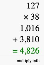 How to calculate 127 times 38 using long multiplication How to calculate 127 times 38 using long multiplication