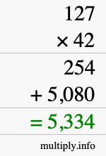 How to calculate 127 times 42 using long multiplication How to calculate 127 times 42 using long multiplication