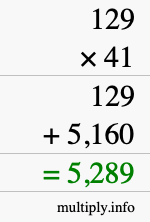 How to calculate 129 times 41 using long multiplication