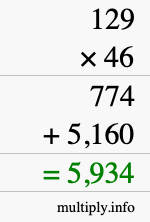How to calculate 129 times 46 using long multiplication How to calculate 129 times 46 using long multiplication