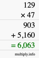 How to calculate 129 times 47 using long multiplication