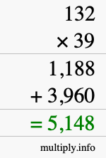How to calculate 132 times 39 using long multiplication