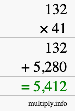How to calculate 132 times 41 using long multiplication