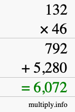 How to calculate 132 times 46 using long multiplication How to calculate 132 times 46 using long multiplication