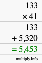 How to calculate 133 times 41 using long multiplication