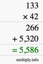 How to calculate 133 times 42 using long multiplication How to calculate 133 times 42 using long multiplication