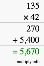 How to calculate 135 times 42 using long multiplication How to calculate 135 times 42 using long multiplication