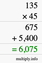How to calculate 135 times 45 using long multiplication
