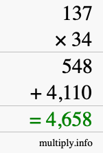 How to calculate 137 times 34 using long multiplication How to calculate 137 times 34 using long multiplication