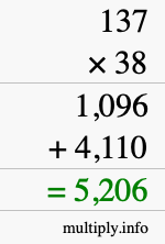 How to calculate 137 times 38 using long multiplication How to calculate 137 times 38 using long multiplication