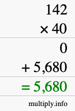 How to calculate 142 times 40 using long multiplication How to calculate 142 times 40 using long multiplication