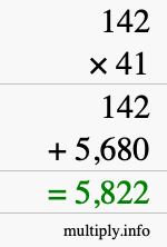 How to calculate 142 times 41 using long multiplication