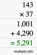 How to calculate 143 times 37 using long multiplication How to calculate 143 times 37 using long multiplication