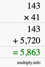 How to calculate 143 times 41 using long multiplication