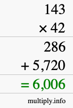 How to calculate 143 times 42 using long multiplication