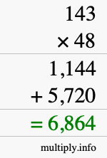 How to calculate 143 times 48 using long multiplication How to calculate 143 times 48 using long multiplication