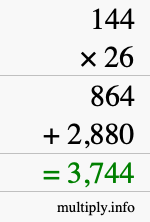 How to calculate 144 times 26 using long multiplication How to calculate 144 times 26 using long multiplication