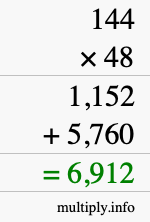 How to calculate 144 times 48 using long multiplication How to calculate 144 times 48 using long multiplication