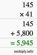 How to calculate 145 times 41 using long multiplication
