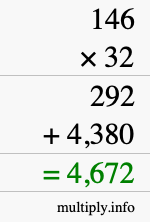 How to calculate 146 times 32 using long multiplication How to calculate 146 times 32 using long multiplication