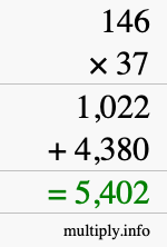How to calculate 146 times 37 using long multiplication