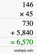 How to calculate 146 times 45 using long multiplication How to calculate 146 times 45 using long multiplication