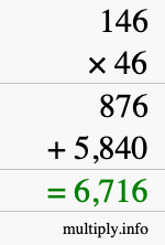How to calculate 146 times 46 using long multiplication