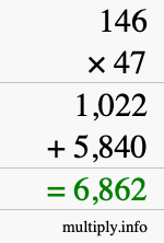 How to calculate 146 times 47 using long multiplication