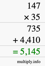 How to calculate 147 times 35 using long multiplication How to calculate 147 times 35 using long multiplication