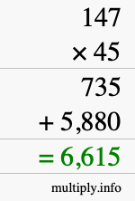 How to calculate 147 times 45 using long multiplication How to calculate 147 times 45 using long multiplication