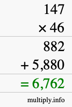 How to calculate 147 times 46 using long multiplication