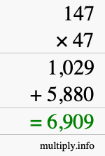 How to calculate 147 times 47 using long multiplication