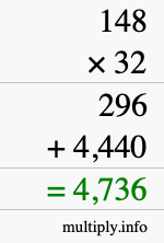How to calculate 148 times 32 using long multiplication How to calculate 148 times 32 using long multiplication