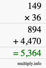 How to calculate 149 times 36 using long multiplication How to calculate 149 times 36 using long multiplication