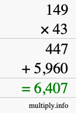 How to calculate 149 times 43 using long multiplication How to calculate 149 times 43 using long multiplication
