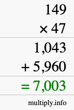 How to calculate 149 times 47 using long multiplication