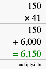 How to calculate 150 times 41 using long multiplication