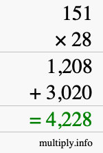 How to calculate 151 times 28 using long multiplication How to calculate 151 times 28 using long multiplication