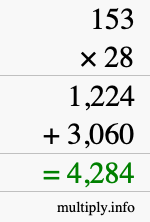 How to calculate 153 times 28 using long multiplication How to calculate 153 times 28 using long multiplication