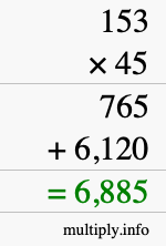 How to calculate 153 times 45 using long multiplication How to calculate 153 times 45 using long multiplication