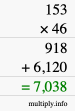 How to calculate 153 times 46 using long multiplication
