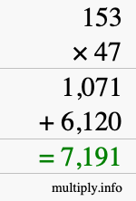 How to calculate 153 times 47 using long multiplication