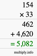 How to calculate 154 times 33 using long multiplication