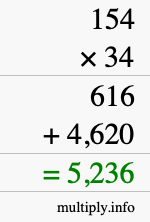 How to calculate 154 times 34 using long multiplication How to calculate 154 times 34 using long multiplication