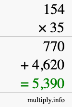 How to calculate 154 times 35 using long multiplication How to calculate 154 times 35 using long multiplication