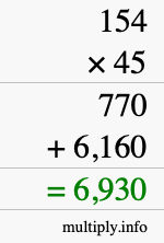 How to calculate 154 times 45 using long multiplication How to calculate 154 times 45 using long multiplication